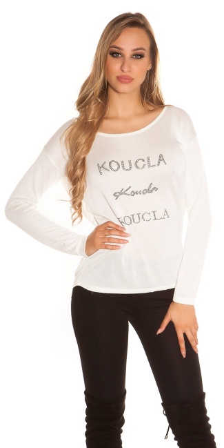Trendy pullover with lace Cream